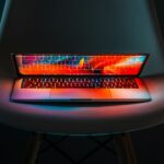 photo of half-flipped laptop