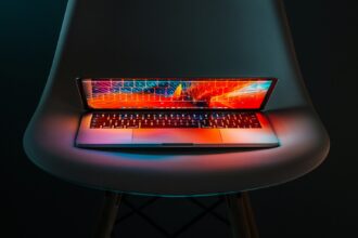 photo of half-flipped laptop